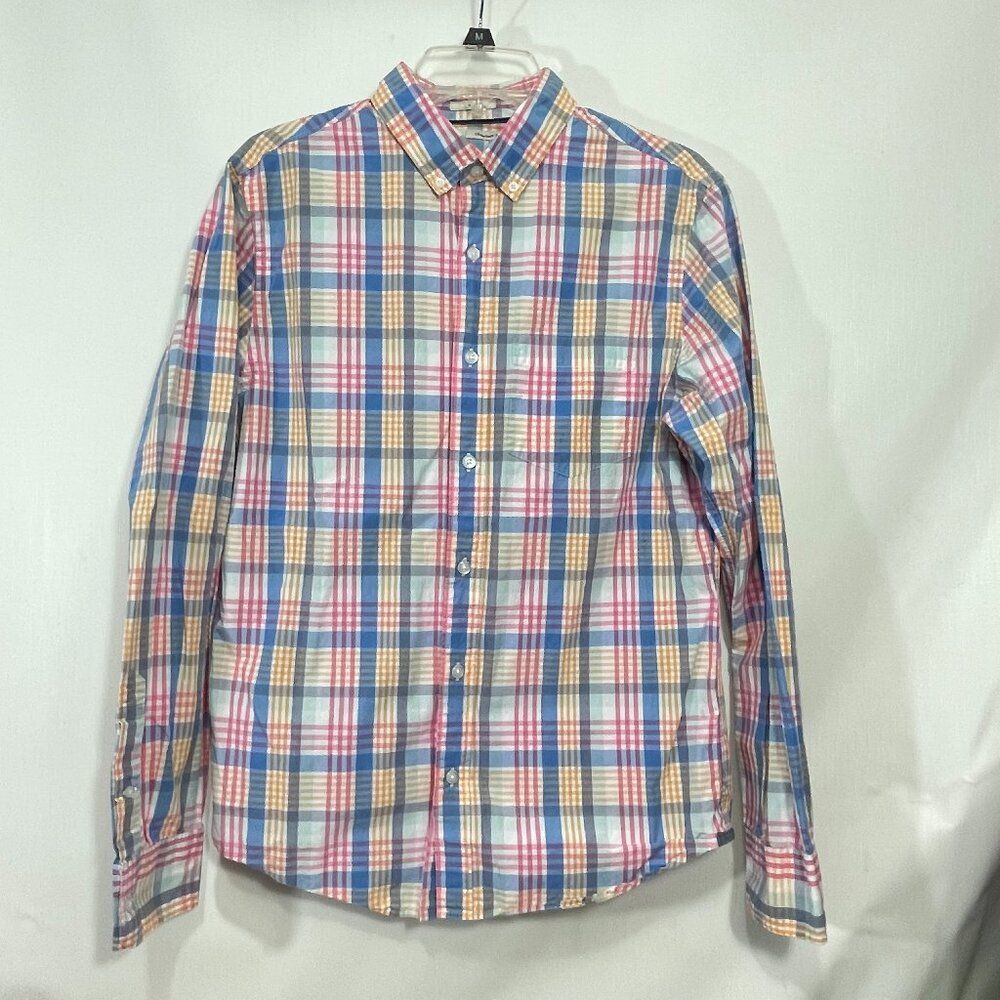 Hawker Rye Shirt Mens Medium Pink Button Up Medium Plaid Slim Fit Preppy Casual